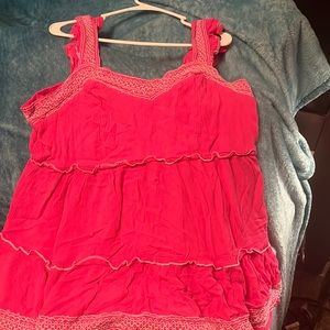 Hot pink with white detail tank top